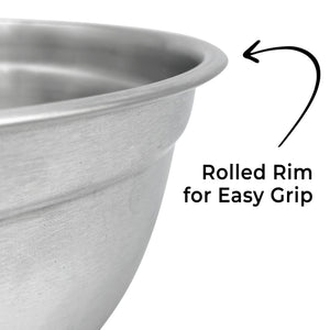 Stainless Steel Deep Mixing Bowls with Silicone Base - Easy-Grip, Durable Set. Ideal for Baking, Cooking, Salad & Food Prep