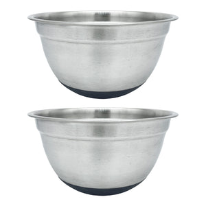 Stainless Steel Deep Mixing Bowls with Silicone Base - Easy-Grip, Durable Set. Ideal for Baking, Cooking, Salad & Food Prep