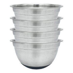 Stainless Steel Deep Mixing Bowls with Silicone Base - Easy-Grip, Durable Set. Ideal for Baking, Cooking, Salad & Food Prep