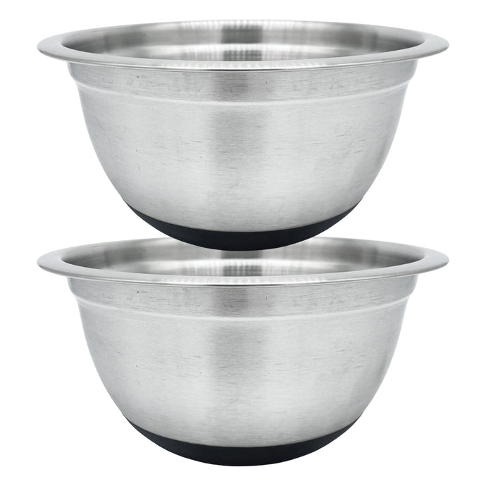 Stainless Steel Deep Mixing Bowls with Silicone Base - Easy-Grip, Durable Set. Ideal for Baking, Cooking, Salad & Food Prep