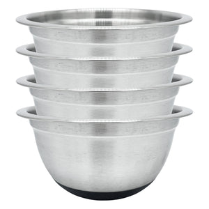 Stainless Steel Deep Mixing Bowls with Silicone Base - Easy-Grip, Durable Set. Ideal for Baking, Cooking, Salad & Food Prep