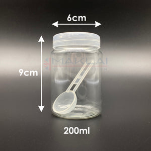 Plastic Spice Jars with Spoons. Premium Clear Storage Containers with Screw Top Lids, Multi-Purpose Kitchen Food Jar Set