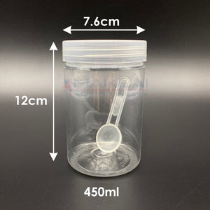 Plastic Spice Jars with Spoons. Premium Clear Storage Containers with Screw Top Lids, Multi-Purpose Kitchen Food Jar Set