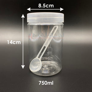 Plastic Spice Jars with Spoons. Premium Clear Storage Containers with Screw Top Lids, Multi-Purpose Kitchen Food Jar Set