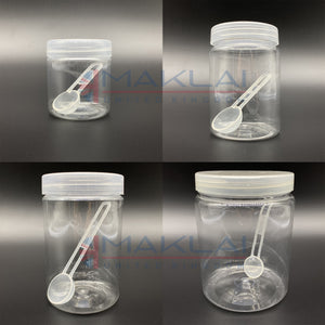 Plastic Spice Jars with Spoons. Premium Clear Storage Containers with Screw Top Lids, Multi-Purpose Kitchen Food Jar Set