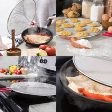 Load image into Gallery viewer, 33cm Splatter Screen Guard for Frying Pan - Protect from Hot Oil &amp; Grease Splash When Cooking. Extra Fine Mesh Stainless Steel Pot Cover
