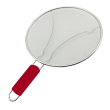 Load image into Gallery viewer, Premium Stainless Steel Splatter Screen Guard Extra Fine Mesh Frying Pan Cover with Heat Resistant Handle
