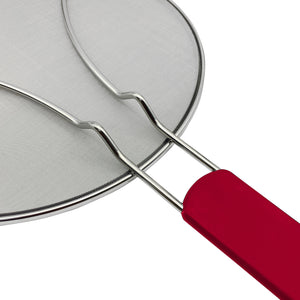 Premium Stainless Steel Splatter Screen Guard Extra Fine Mesh Frying Pan Cover with Heat Resistant Handle