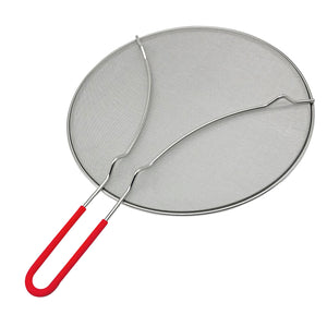 33cm Splatter Screen Guard for Frying Pan - Protect from Hot Oil & Grease Splash When Cooking. Extra Fine Mesh Stainless Steel Pot Cover