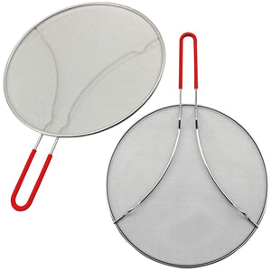 33cm Splatter Screen Guard for Frying Pan - Protect from Hot Oil & Grease Splash When Cooking. Extra Fine Mesh Stainless Steel Pot Cover